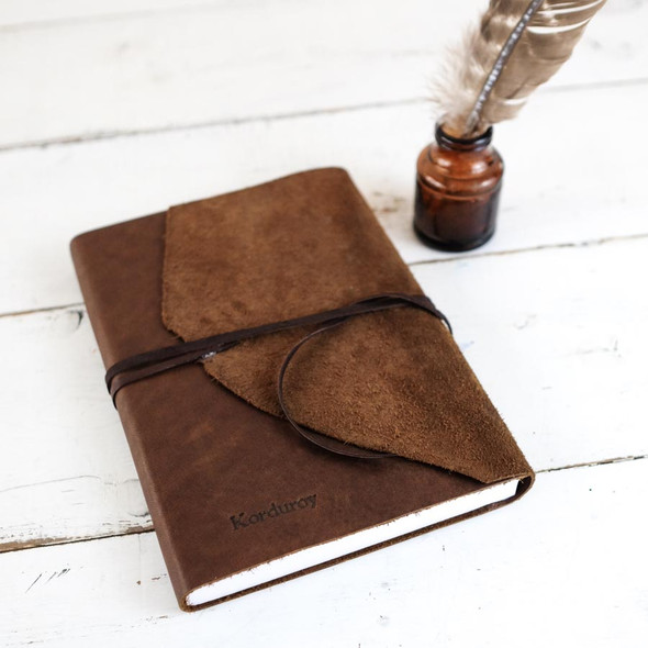 Inside Out Leather and Suede Journal - saddle leather - Blue Sky Papers