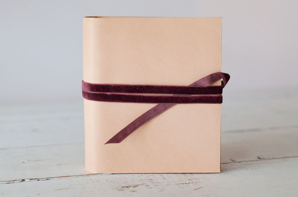 Leather Brag Mini Album - Snow Leather w/Wine Velvet - by Blue Sky Papers Leather Brag Mini Album - Snow Leather w/Wine Velvet - by Blue Sky Papers