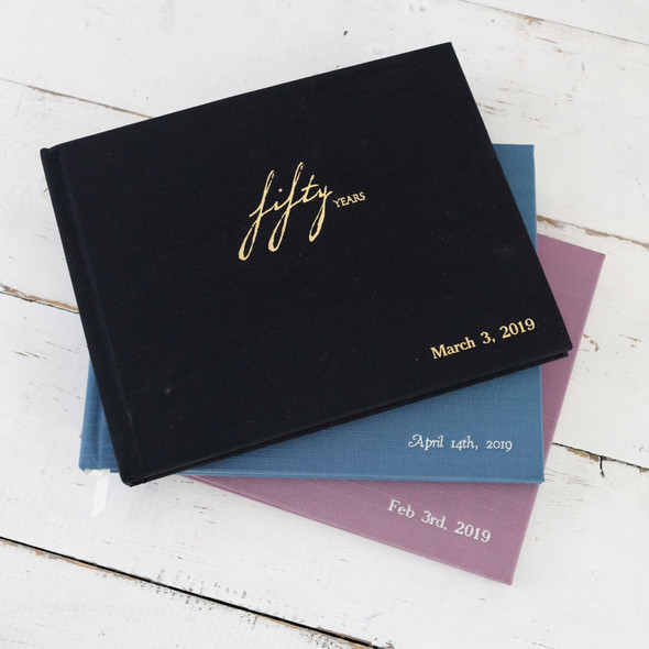 Fifty Years Guest Book - Multiple colors and fabrics available - by Blue Sky Papers Fifty Years Guest Book - Multiple colors and fabrics available - by Blue Sky Papers