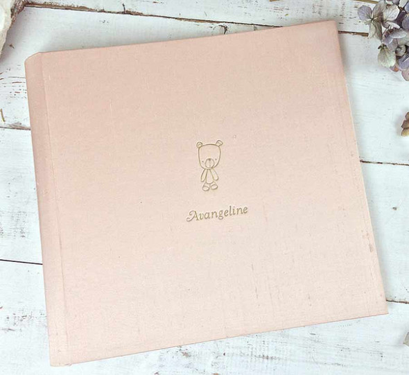 Personalized Baby Book - Blush Silk with Elephant - by Blue Sky Papers Personalized Baby Book - Blush Silk with Elephant - by Blue Sky Papers