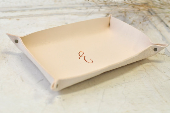Personalized Leather Catchall - suede underside - by Blue Sky Papers Personalized Leather Catchall - suede underside - by Blue Sky Papers
