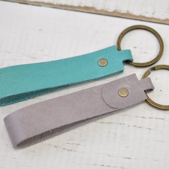 Personalized Leather Key Ring - details - by Blue Sky Papers