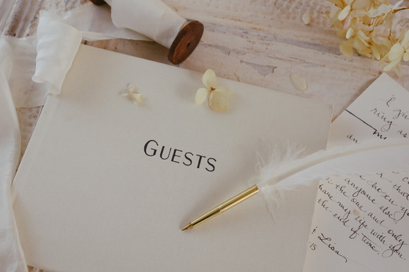 Guest Sign In Book - Guests on Ivory Linen - Blue Sky Papers Guest Sign In Book - Guests on Ivory Linen - Blue Sky Papers