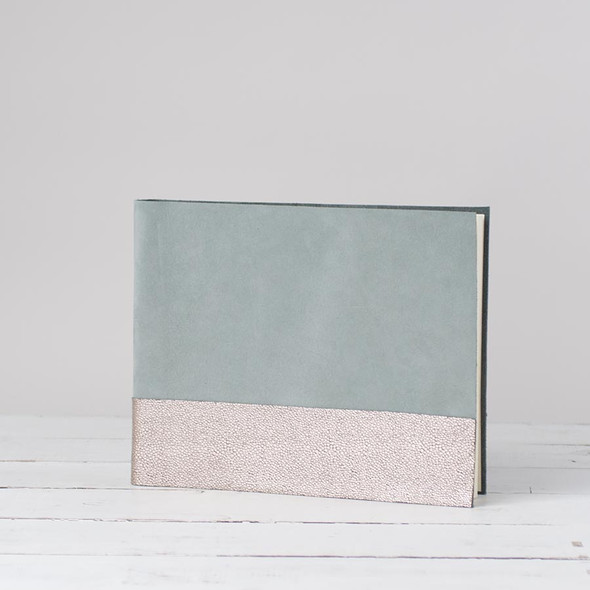 Bohemian Chic Book - slate blue suede cover with gold metallic leather accent - by Blue Sky Papers Bohemian Chic Book - slate blue suede cover with gold metallic leather accent - by Blue Sky Papers