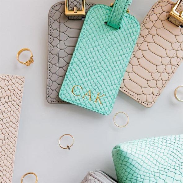 Leather Luggage Tags - Leather Colors no longer availble, showing Initial Personalization - Blue Sky Papers