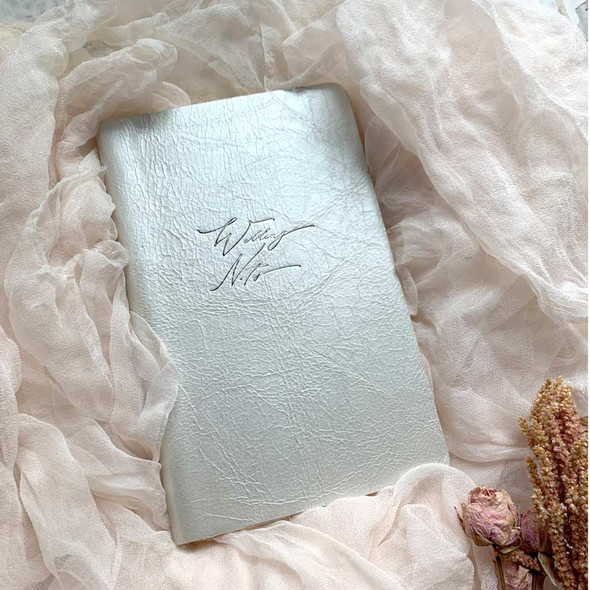 Pearl Leather Wedding Journal - pewter Wedding Notes - by Blue Sky Papers
