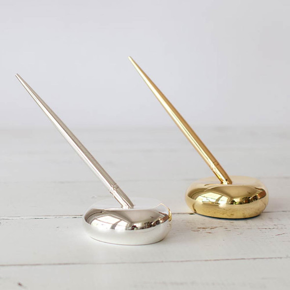 Silver and Gold Pen Set with Base - Blue Sky Papers - Silver and Gold Pen Set with Base - Blue Sky Papers -