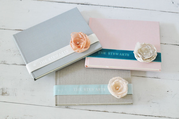 Personalized Velvet Ribbon & Silk Flower Custom Book- Many color options to choose from- by Blue Sky Papers Personalized Velvet Ribbon & Silk Flower Custom Book- Many color options to choose from- by Blue Sky Papers
