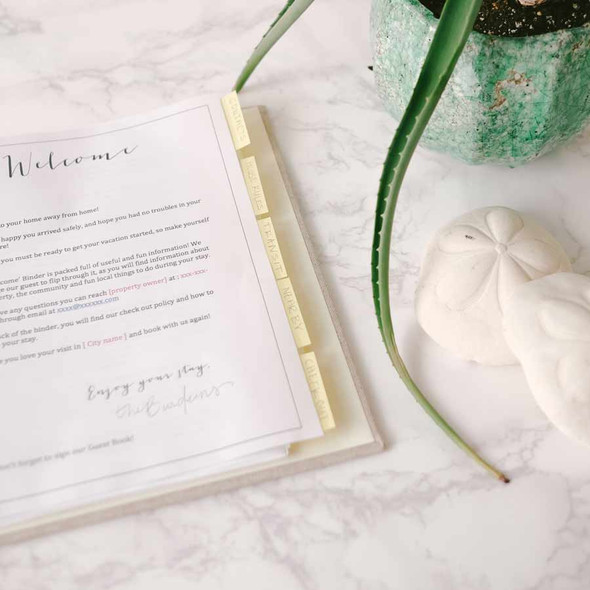 Vacation Home Welcome Binder - Comes with clear sleeves to protect your documents - by Blue Sky Papers Vacation Home Welcome Binder - Comes with clear sleeves to protect your documents - by Blue Sky Papers