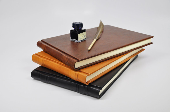 Italian Leather Guestbook - Black, Honey (discontinued), and Dark Brown- from Blue Sky Papers Italian Leather Guestbook - Black, Honey (discontinued), and Dark Brown- from Blue Sky Papers