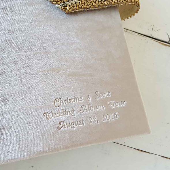 Vintage Velvet Custom Book - deep impression - handmade by Blue Sky Papers