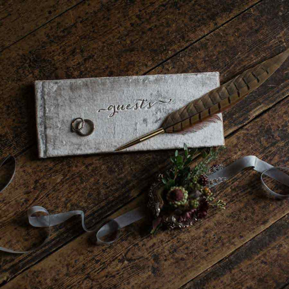 Panoramic Velvet Guestbook- Gray velvet- by Blue Sky Papers