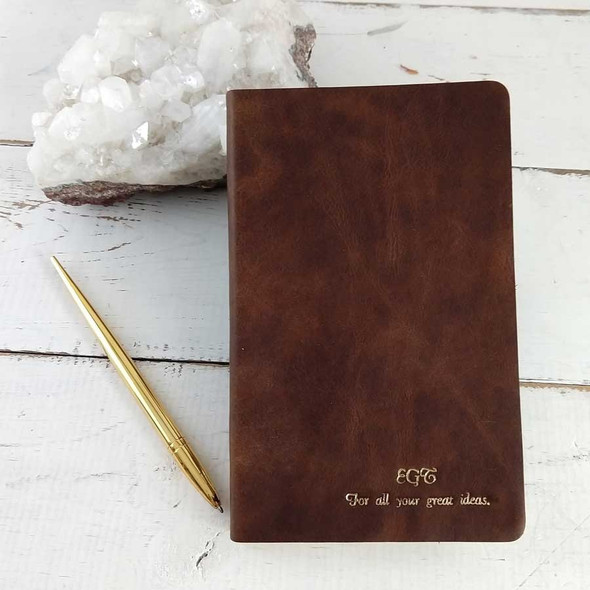 Soft Leather Journals - Round corner in Rustic, Gold, Script embossing - handmade by Blue Sky Papers Soft Leather Journals - Round corner in Rustic, Gold, Script embossing - handmade by Blue Sky Papers