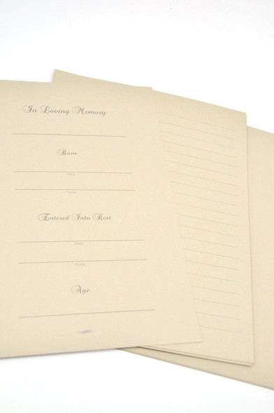 (Tan pages backordered through 8.15.14) Memorial Guest Book for Memorial & Funeral Services - Pages in Memorial Guest Book - 2 memorial pages, 20 lined pages and 20 blank pages (Tan pages backordered through 8.15.14) Memorial Guest Book for Memorial & Funeral Services - Pages in Memorial Guest Book - 2 memorial pages, 20 lined pages and 20 blank pages