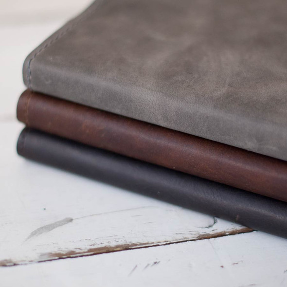 Refillable Leather Journal - Bomber, Rustic, Almost Black(top to bottom) - handmade by Blue Sky Papers Refillable Leather Journal - Bomber, Rustic, Almost Black(top to bottom) - handmade by Blue Sky Papers
