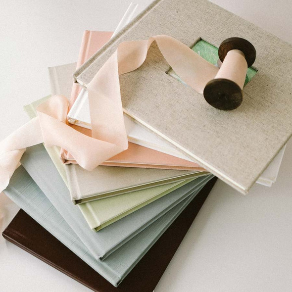 Unlined Guest Books - Natural Linen on top with photo frame - Blue Sky Papers Unlined Guest Books - Natural Linen on top with photo frame - Blue Sky Papers