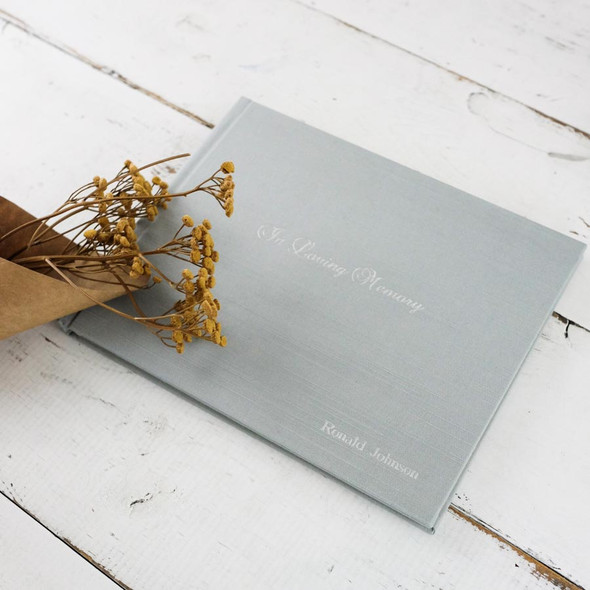 Personalized In Loving Memory Memorial Sign-in Book - Sea Satin Personalized In Loving Memory Memorial Sign-in Book - Sea Satin