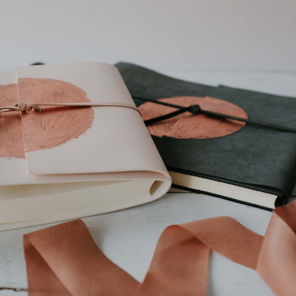 Copper Wedding Photo Album - Snow (blush leather) and Charcoal nubuck- Blue Sky Papers Copper Wedding Photo Album - Snow (blush leather) and Charcoal nubuck- Blue Sky Papers