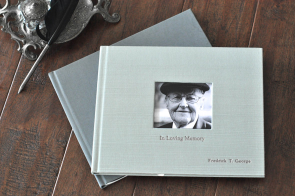 Life Celebration Memorial Book - Sea satin with Pewter- by Blue Sky Papers Life Celebration Memorial Book - Sea satin with Pewter- by Blue Sky Papers