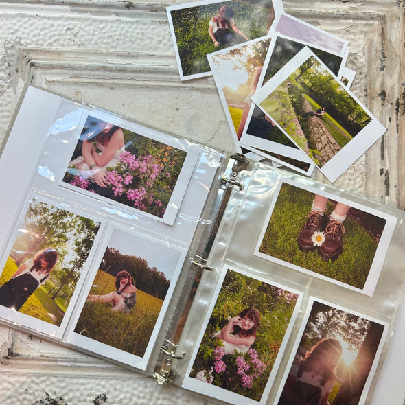 3 Ring Photo Book Binder - Crystal Clear Sleeves holding 4x6 photos - Blue Sky Papers