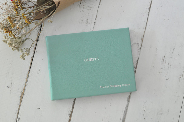 Personalized Leather Guest Book - Robin's Egg
