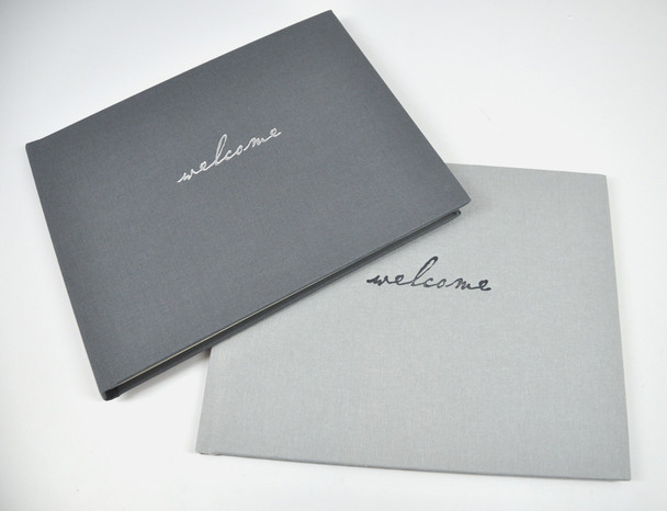 House Guest Book - Slate Gray and Light Gray linen - by Blue Sky Papers House Guest Book - Slate Gray and Light Gray linen - by Blue Sky Papers