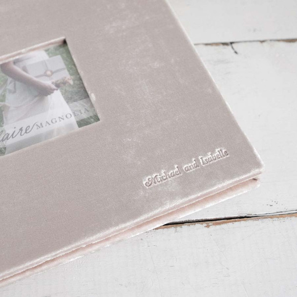 Velvet Wedding Guest Book - Script embossing-  by Blue Sky Papers