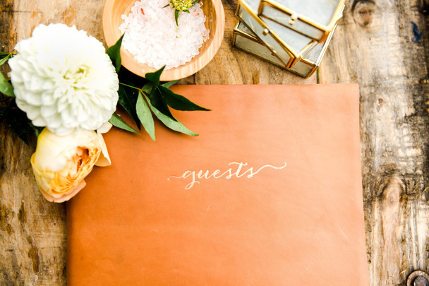 Soft Leather Guest Book - Nude Leather - from Blue Sky Papers