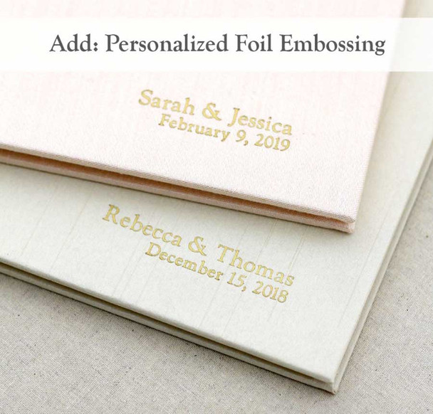 Fresh Creative Guestbook from Blue Sky Papers - Gold foil personalization, right-justified