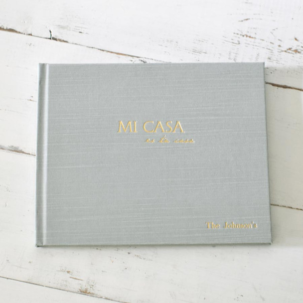 Mi Casa Home Guest Book - Sea Satin with Gold - by Blue Sky Papers