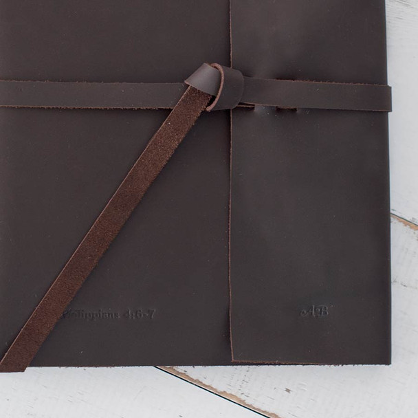 Leather Portfolio Book - personalization example - blind emboss - script