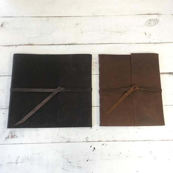 Leather Portfolio Book - 2 sizes 12x12 (left) and 8.5x11 (right) - Blue Sky Papers