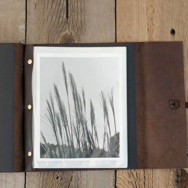 Leather Portolio Book - Post-bound for ease of removing and adding sleeves - Blue Sky Papers