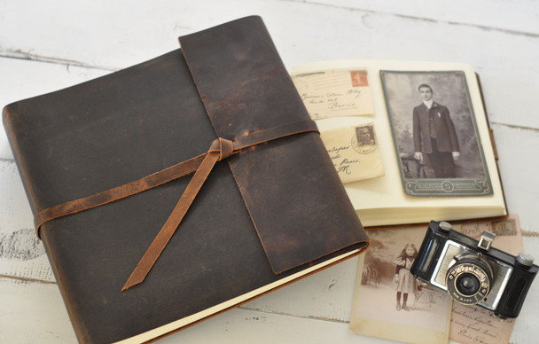 Leather Rustic Album - Rustic Brown Leather- by Blue Sky Papers