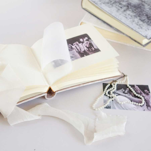 Velvet Wedding Photo Album - Archival paper pages with glassine tissue interweaving - by Blue Sky Papers