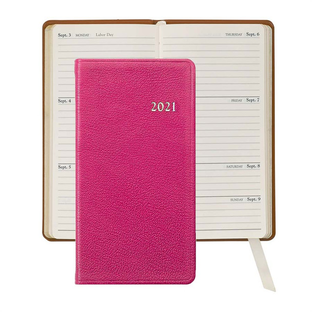 Leather Pocket Planner 2021 - Pink Goatskin Leather - from Blue Sky Papers