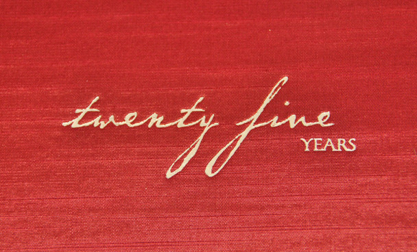 Twenty Five Years Guest Book - Wine satin with Silver - by Blue Sky Papers
