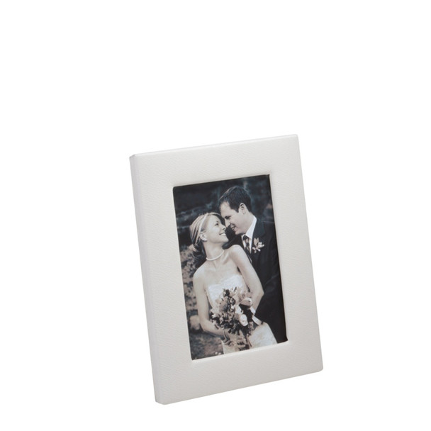 White Leather Photo Frame - Personalization available! -from Blue Sky Papers