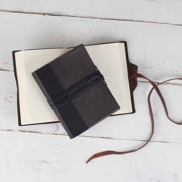 Two-Tone Leather Handcrafted Journal - interior view - from Blue Sky Papers