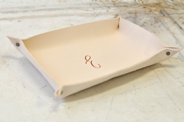 Personalized Leather Catchall - suede underside - by Blue Sky Papers