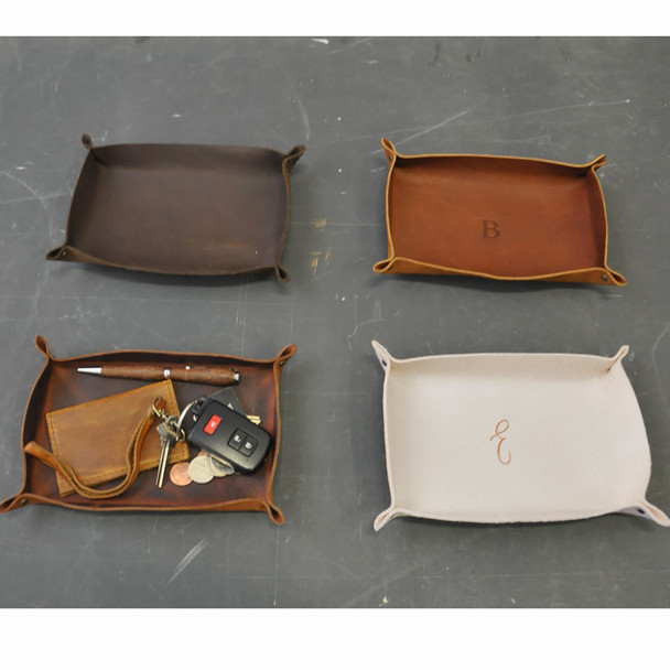 Personalized Leather Catchall - 4 great colors - by Blue Sky Papers