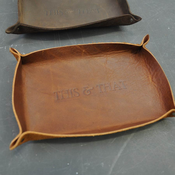 Personalized Leather Catchall - our standard THIS & THAT - Blue Sky Papers