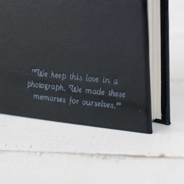 Classic, Archival Photo Album- Black bonded leather with Gray Script embossing- by Blue Sky Papers Classic, Archival Photo Album- Black bonded leather with Gray Script embossing- by Blue Sky Papers