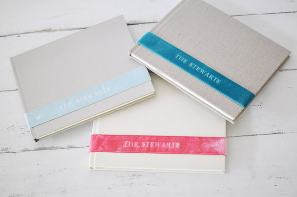Personalized Velvet Ribbon Book- Multiple colors and styles- by Blue Sky Papers