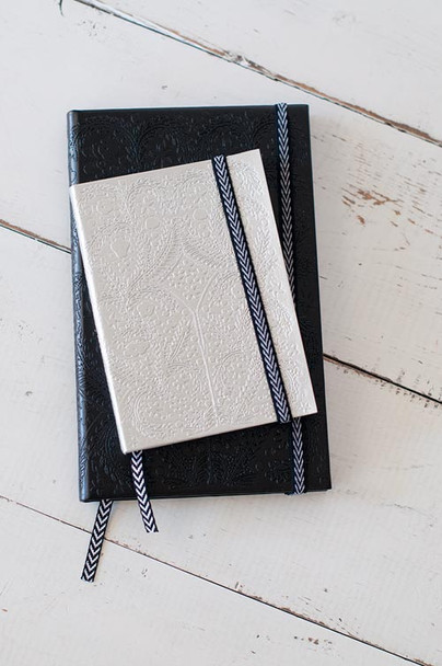 Christian Lacroix Notebook - small notebook (silver) and medium notebook (black)