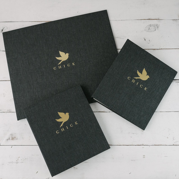 Custom Metal Die- Gold embossed custom logo- from Blue Sky papers