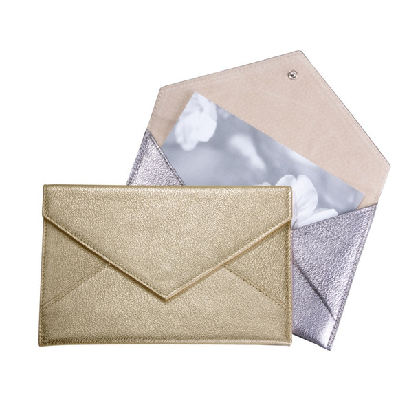 Leather Photo Wallet - Metallic Gold and Silver Leather- from Blue Sky Papers