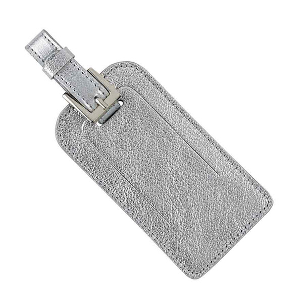 Leather Luggage Tags - Silver Metallic Leather - Blue Sky Papers