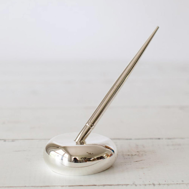 Silver Pen Set & Base - Blue Sky Papers - polished to a high shine
