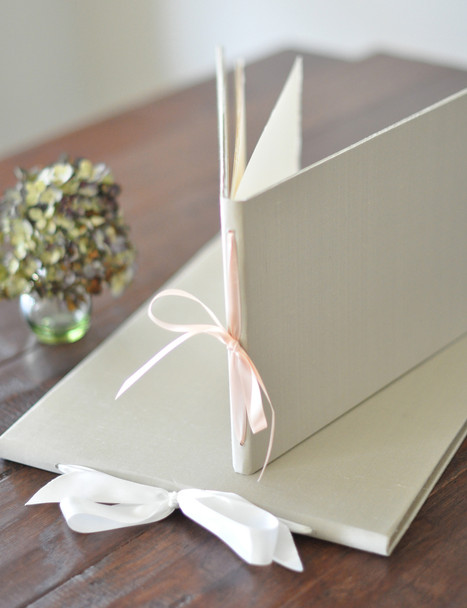 The Artisan Album - Handmade Photo Book - Champagne silk with Bisque and Alabaster satin ribbon- by Blue Sky Papers The Artisan Album - Handmade Photo Book - Champagne silk with Bisque and Alabaster satin ribbon- by Blue Sky Papers